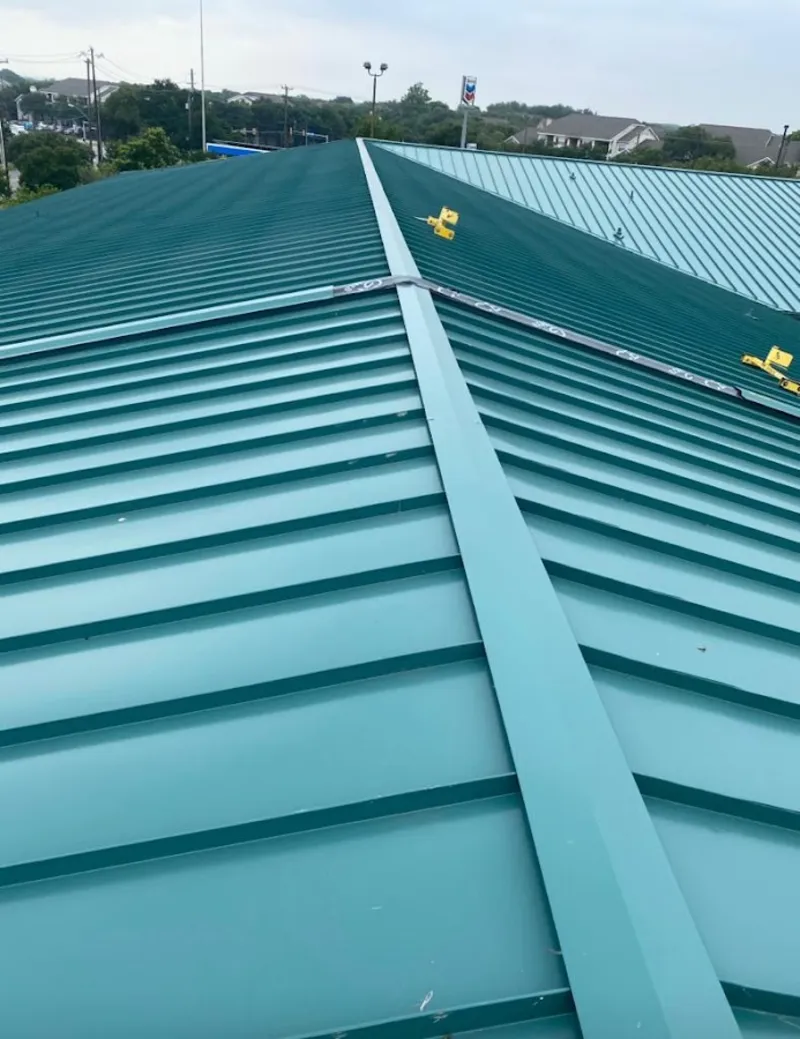 Green commercial metal roof ridge and valley for Metal Roof Repair in East Brunswick
